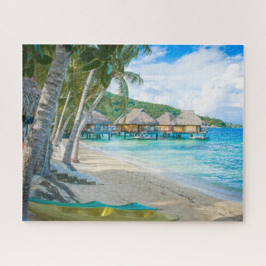 Bora Bora Tahiti Beach Overwater Bungalows Ocean Legpuzzel (Horizontaal)