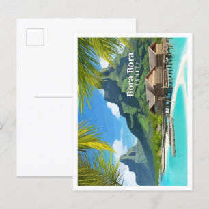 Bora Bora Tahiti kunst reisillustratie Briefkaart
