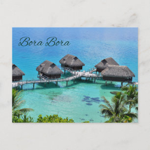 Bora Bora Tahiti Mooie gezellige hutten in Oceaan Briefkaart