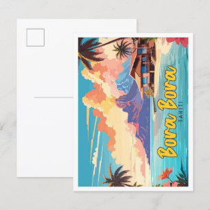 Bora Bora Tahiti Pop Kunst Reizen Illustratie Briefkaart