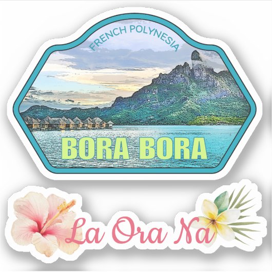 Bora Bora Tahiti Travel Vinyl Sticker (Voorkant)