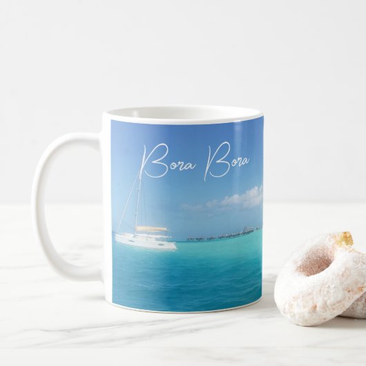 Bora Bora Tropical Island Paradise Yacht Coffee M Koffiemok (Met donut)