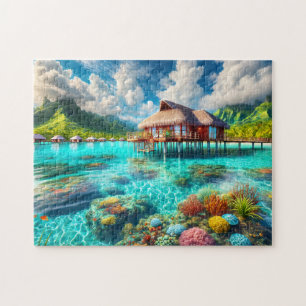 Bora Bora Tropische Bungalow boven water Legpuzzel