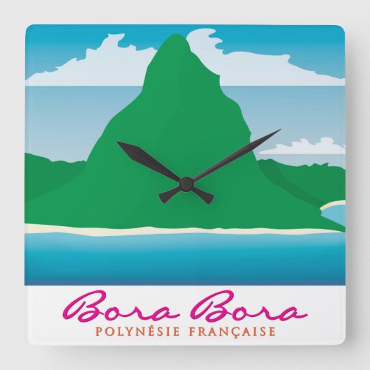Bora Bora Vierkante Klok (Voorkant)