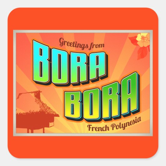 BORA BORA VIERKANTE STICKER (Voorkant)