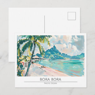 Bora Bora Vintage Kunst Illustratie Reizen Briefkaart