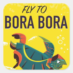 Bora Bora vintage reisposter Vierkante Sticker