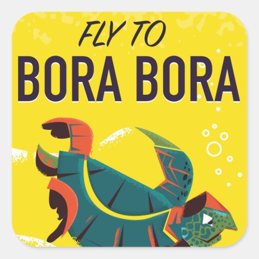 Bora Bora vintage reisposter Vierkante Sticker (Voorkant)