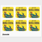 Bora Bora vintage reisposter Vierkante Sticker (Vel)