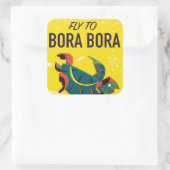 Bora Bora vintage reisposter Vierkante Sticker (Tas)