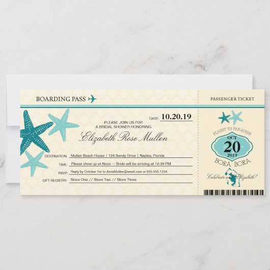 Bora Bora Vrijgezellenfeest Boarding Pass Kaart (Voorkant)