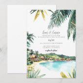 Bora Bora Waterverf bruiloft Kaart (Voorkant / Achterkant)
