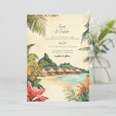 Bora Bora Waterverf bruiloft Kaart (Staand voorkant)