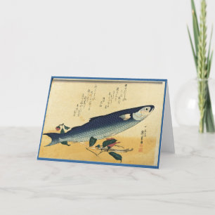 Bora (Grey Mullet) Hiroshige's Japanse visprint Kaart
