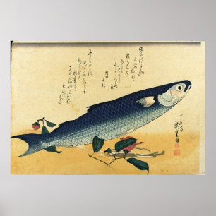Bora (Grey Mullet) Hiroshige's Japanse visprint Poster