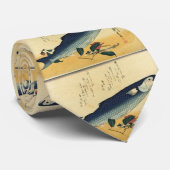 Bora (Grey Mullet) Hiroshige's Japanse visprint Stropdas (Opgerold)