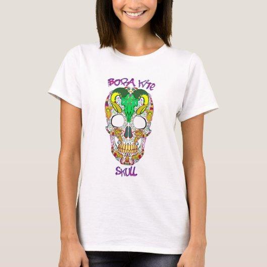 Bora kite Skull camiseta blanca T-shirt (Voorkant)