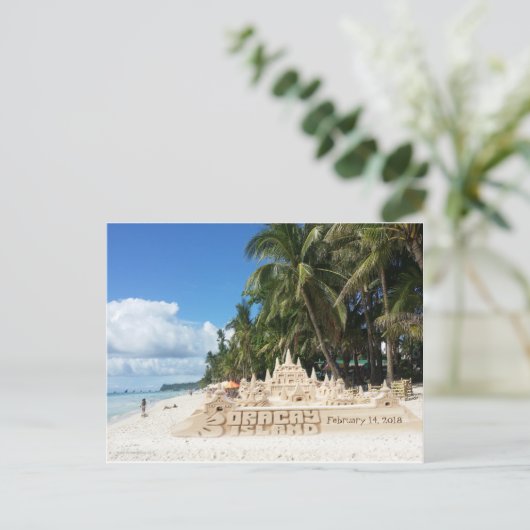 Boracay Beauful Castle - Customize DATE Briefkaart (Staand voorkant)