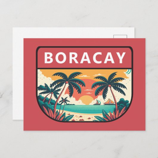 Boracay Filipijnen Retro Emblem Briefkaart (Voorkant / Achterkant)