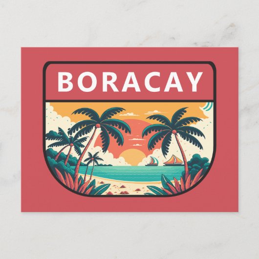 Boracay Filipijnen Retro Emblem Briefkaart (Voorkant)