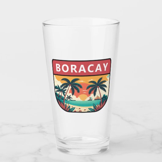 Boracay Filipijnen Retro Emblem Glas (Voorkant)