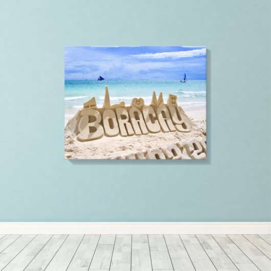 Boracay, Filipijnen, strand en Zee Uitzicht Canvas Afdruk (Insitu (Houten vloer))