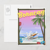 Boracay Filipijnen strand reisposter Briefkaart (Voorkant / Achterkant)
