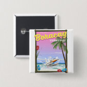 Boracay Filipijnen strand reisposter Vierkante Button 5,1 Cm (Voorkant /achterkant)