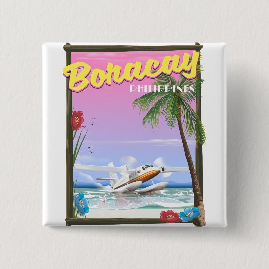 Boracay Filipijnen strand reisposter Vierkante Button 5,1 Cm (Voorkant)