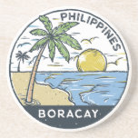 Boracay Filipijnen, Vintage Zandsteen Onderzetter<br><div class="desc">Boracay vectorkunst ontwerp. Boracay is een klein eiland in de centrale Filipijnen. Het staat bekend om zijn resorts en stranden.</div>