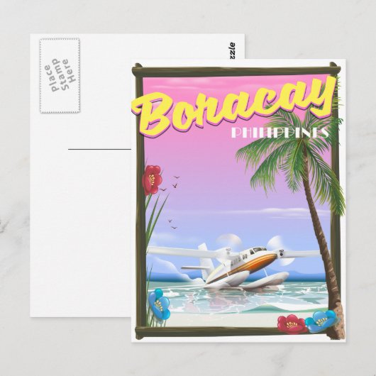 Boracay Filippijnse strandreisposter Briefkaart (Voorkant / Achterkant)