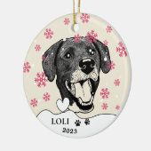 Borador hond gepersonaliseerde hand tekening keramisch ornament (Links)