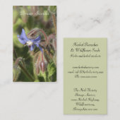 Borago officinalis blauwe bloem close-up visitekaartje (Voorkant / Achterkant)