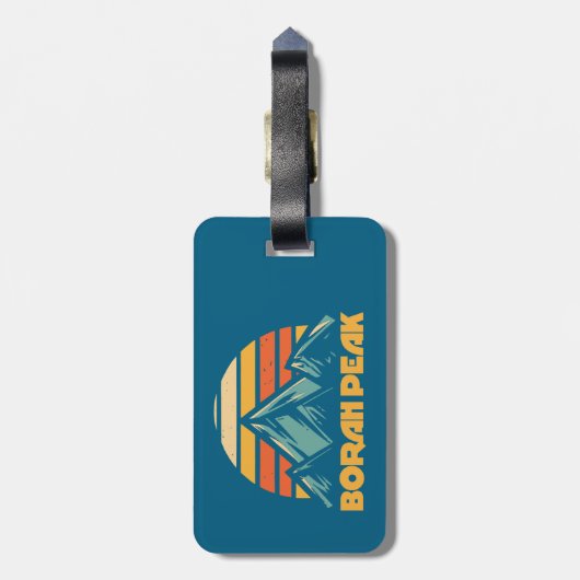 Borah Peak Retro Turquoise Bagagelabel (Achterkant verticaal)