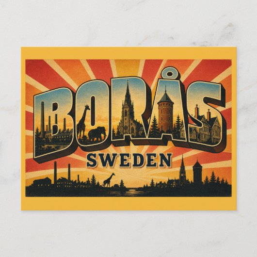Borås Zweden Textiel & Dierentuin Briefkaart (Voorkant)