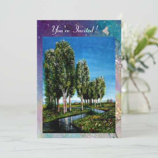 BORCH BOMEN IN TUSCANY, blauwe groene sparken Kaart (Staand voorkant)