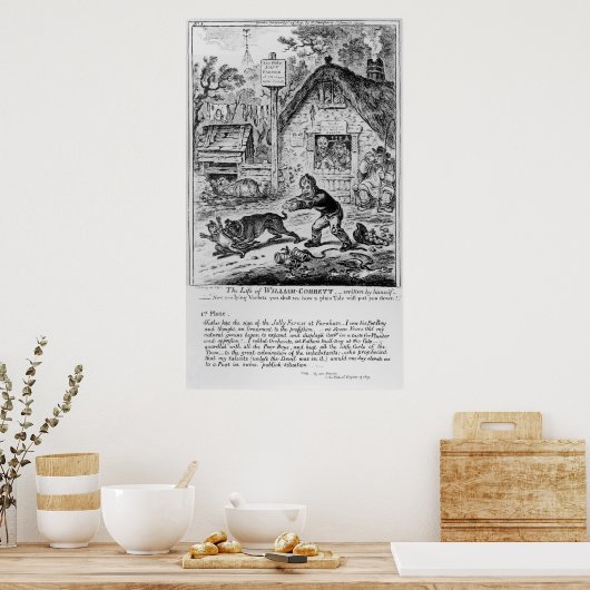 Bord 1 van "Het leven van William Cobbett" Poster (Keuken)