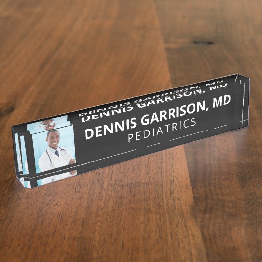 Bord Aangepaste foto, tekst en kleurdesk Naambordje (Zijkant)