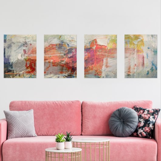 Bord Abstract Vier Stuk Print Set (Woonkamer)
