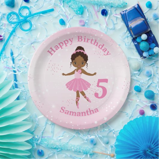 Bord Afrikaanse Amerikaanse Ballerina Birthday Pap (Feest)