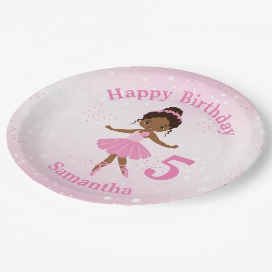 Bord Afrikaanse Amerikaanse Ballerina Birthday Pap (Gekanteld)