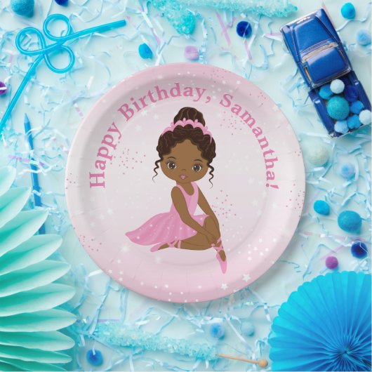 Bord Afrikaanse Amerikaanse Ballerina Birthday Pap (Feest)