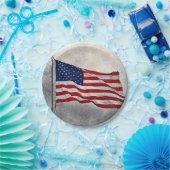 Bord Amerikaanse vlag 7-inch rondepapier (Feest)