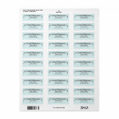 Bord Aqua Blue Damask en Flowers Adreslabel Etiket (Full Sheet)