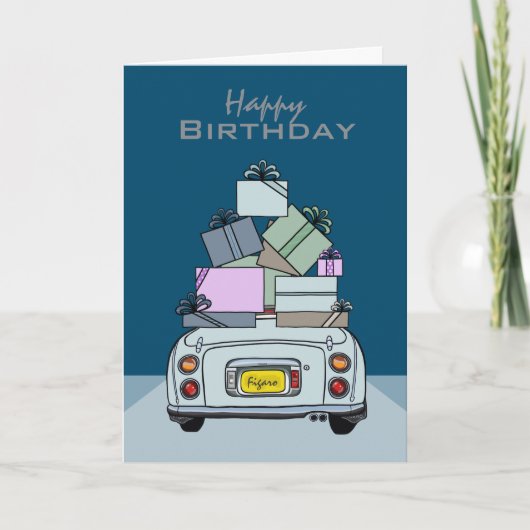 Bord Aqua Figaro Birthday Kaart (Voorkant)