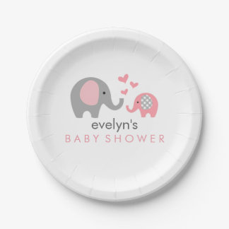 Bord Baby Elephant Baby shower Roze