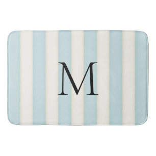 Bord Blauw & Antiek Witte Strepen Monogrammed Badmat