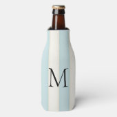 Bord Blauw & Antiek Witte Strepen Monogrammed Flesjeskoeler (Fles Voorkant)
