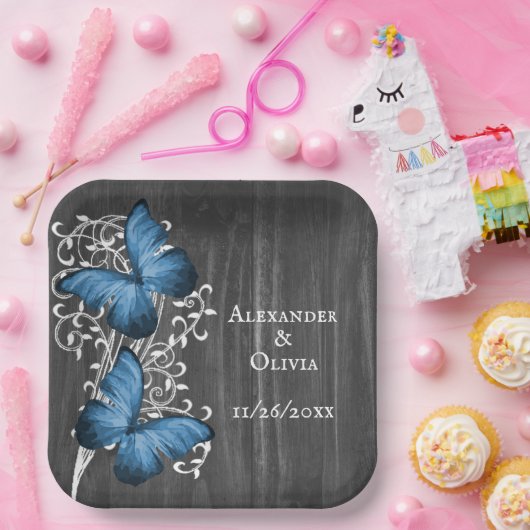 Bord blauw bijtend rondvliegend rondzendpapier (Feest)