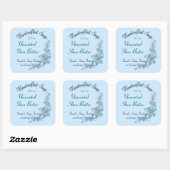 Bord Blauw Bloemen Handgemaakte Zeep Ver. 2 Vierkante Sticker (Vel)